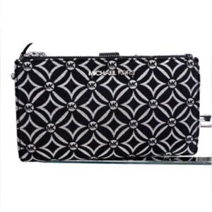Michael Kors Black with Silver Metallic Wristlet NEW